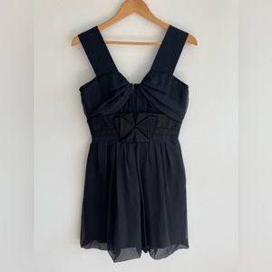 Vintage Chloe Black Corset Silk Dress with Cotton Pleated Belt Size 38